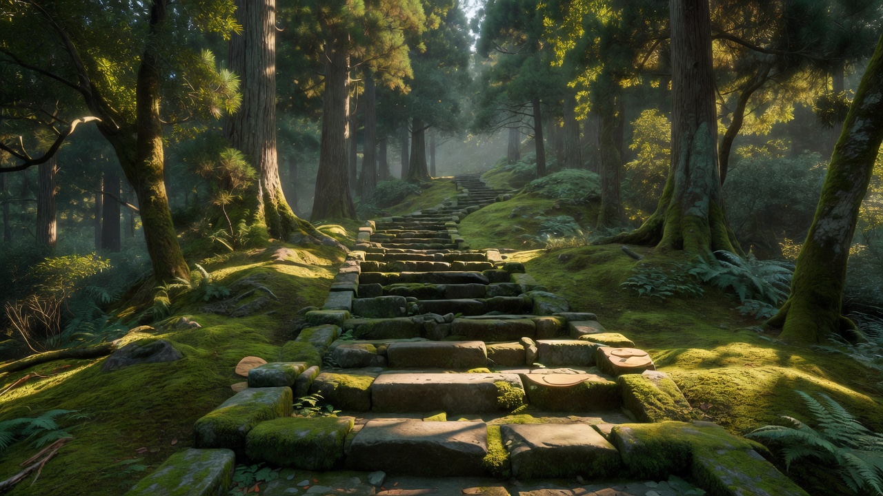 苔むす古い石段