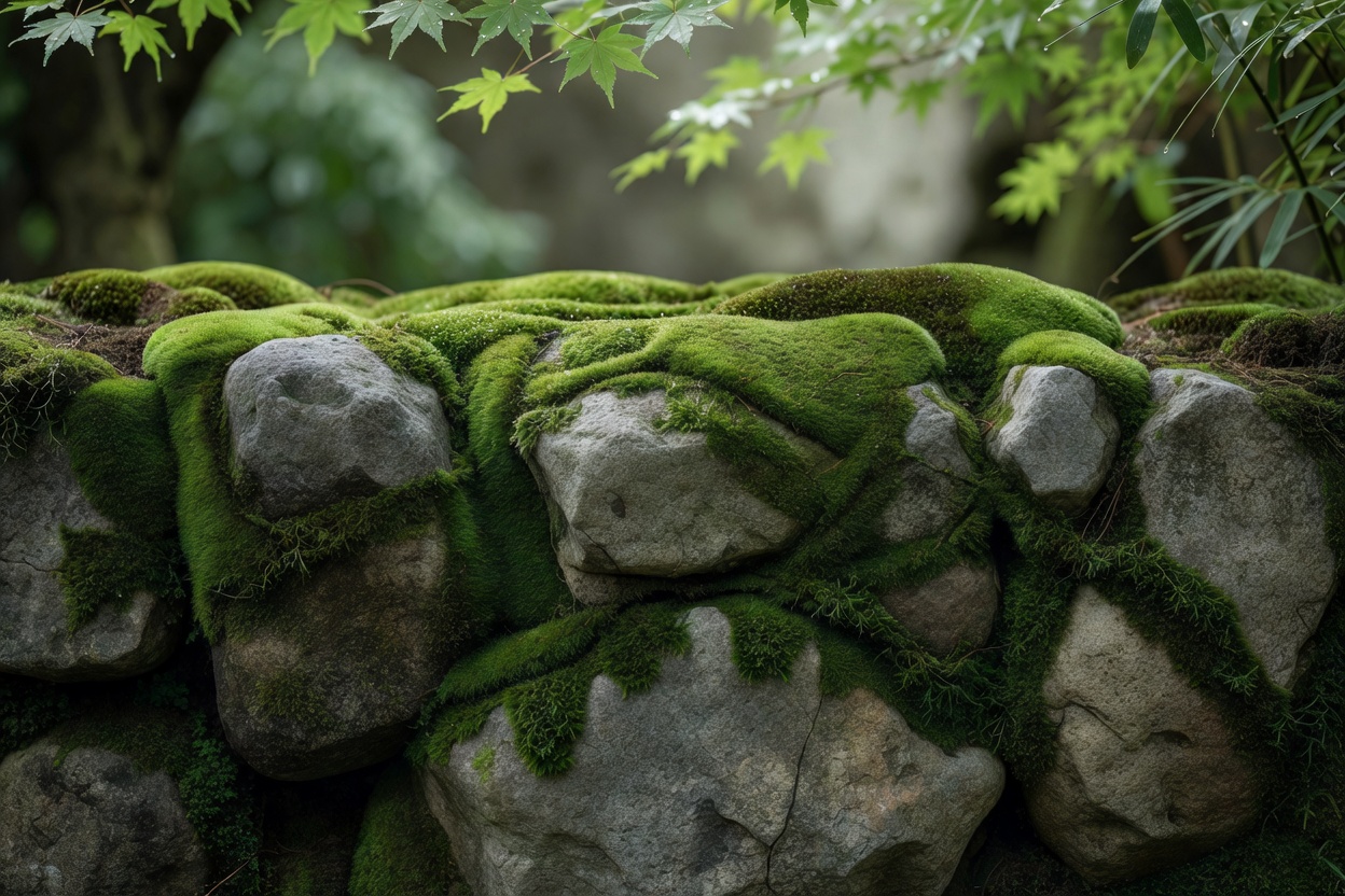 石垣と苔の庭
