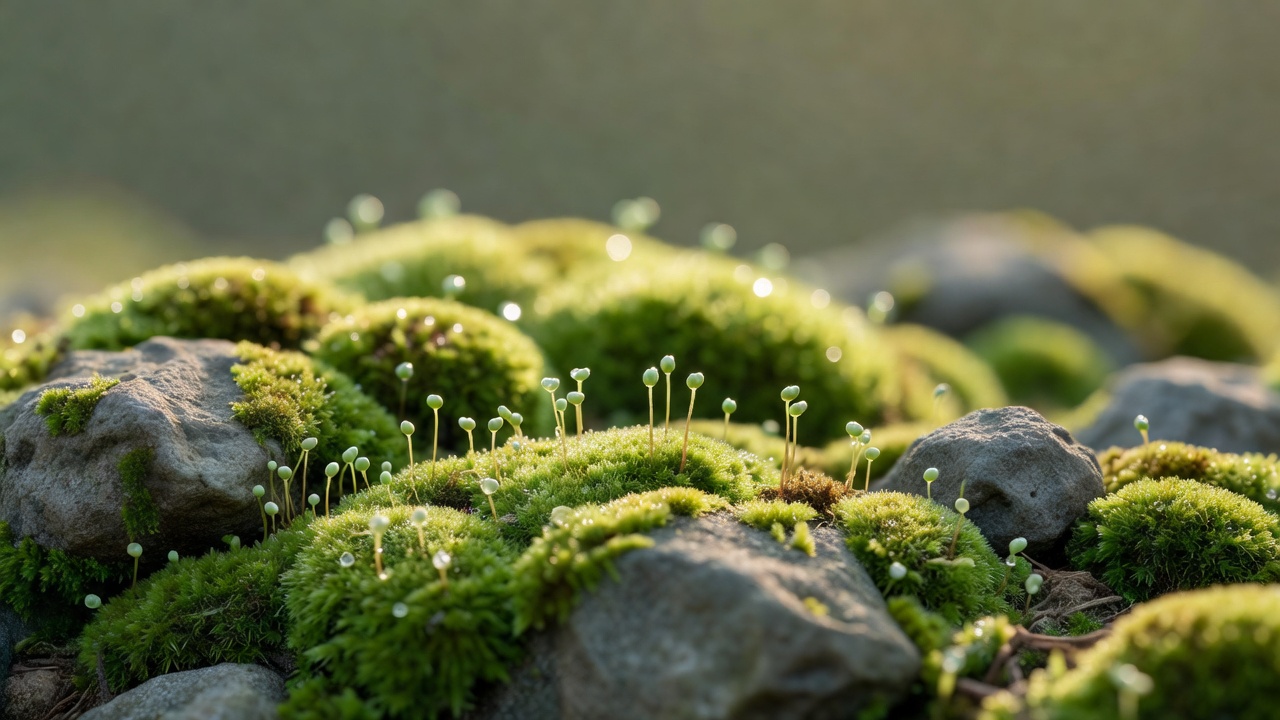 春の苔の若芽